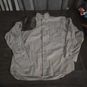 Men's Casual Beige Button-Down Shirt